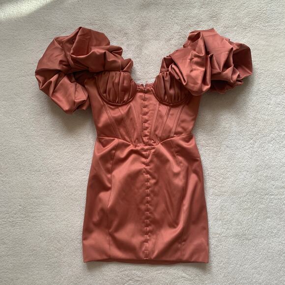 HOUSE OF CB Annabelle Rose Pink Strapless Corset Bustier Ruffle Mini Dress - Picture 11 of 16